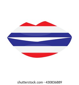 Woman lips and the flag of Thailand.