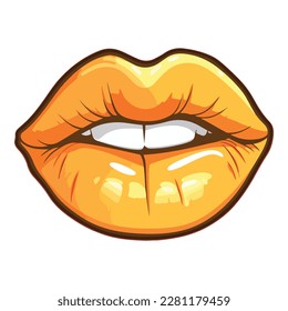 Woman Lips Flat Icon Isolated On White Background