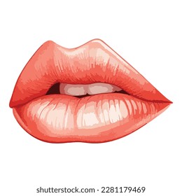 Woman Lips Flat Icon Isolated On White Background