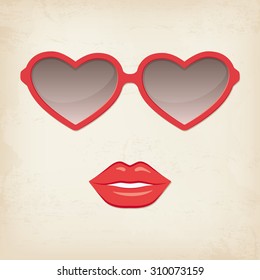 Woman lips and glasses
