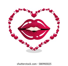 woman lips heart shape vector illustration eps 10