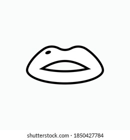 Woman Lips Icon in Line Art Style - Vector.