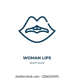 Icono de labios de mujer. Ilustración vectorial lineal de la colección de salones de belleza. Símbolo de icono de contorno de labios de mujer. Símbolo de línea delgada para uso en aplicaciones web y móviles, logotipo, medios impresos.