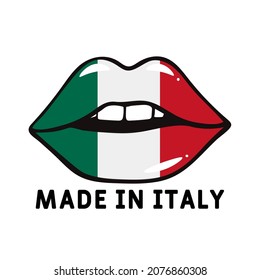 Woman lips with Italian flag