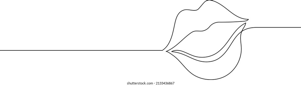 Woman Lips Laughing. Continuous One Line Drawing. Minimalistic Line Art. Beauty Fashion Concept.