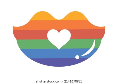 woman lips with lgtbi flag icon