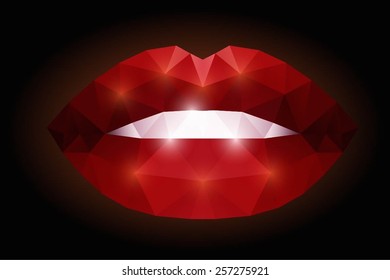 Woman lips. Low-poly triangular style illustration.