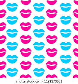 Woman lips seamless pattern doodle modern pop art. Colored lipstick simple vector illustration. Textile design.