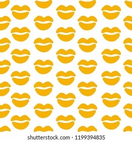 Woman lips seamless pattern doodle modern pop art. Colored lipstick simple vector illustration. Textile design.