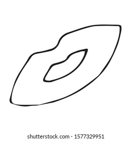 Woman lips single element hand drawn doodle style. Vector illustration. Black outlines isolated on white background. Valentine's day design for invitations, wedding or greeting cards.