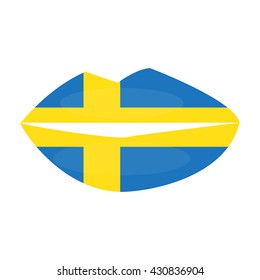 Woman lips and Sweden flag.