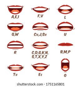 Woman Lips Tongue Sync Set Animation Stock Vector (Royalty Free ...