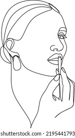 Woman with Lipstick Continuous One Line Drawing. Style Template with Abstract Female Face and Lipstick. Modern Minimalist Simple Linear Style. Beauty Fashion Design. Raster copy