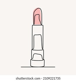 woman lipstick make up cosmetic oneline continuous single line art
