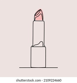 woman lipstick make up cosmetic oneline continuous single line art