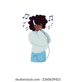 woman listening music illustration vector isolated