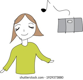 A woman listening to music and relaxing