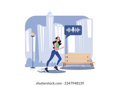 Woman Listening To A Podcast While Jogging