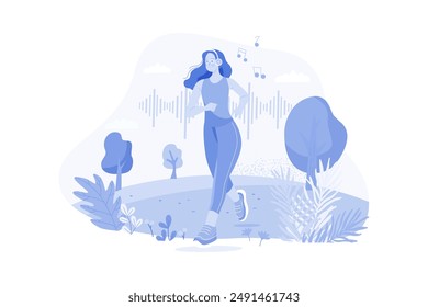 Woman Listening To A Podcast While Jogging