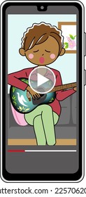The woman live streaming at home