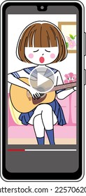 The woman live streaming at home