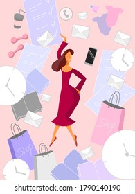 Woman lives in the modern world. Lifestyle in a big city.