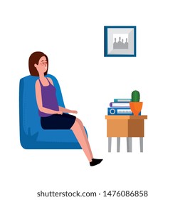 woman in living room place scene