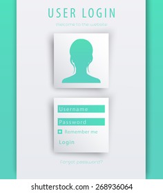 Woman Login window concept on geometrical background, vector illustration, eps10, easy to edit