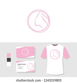Woman logo design with business card and t shirt mockup