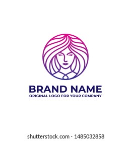 Woman logo design can be used as symbols, brand identity, company logo, icons, or others. Color and text can be changed according to your need. Modern beauty logo design inspiration.