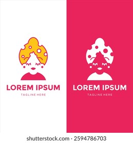 woman logo design with cheese hair