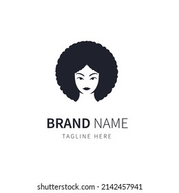 woman logo illustration with afro hair