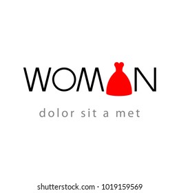 woman logo with red dress mean letter a, simple luxury