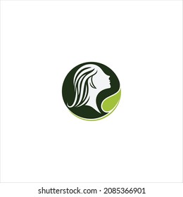 woman logo vector template leaf