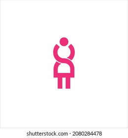 woman logo vector template line