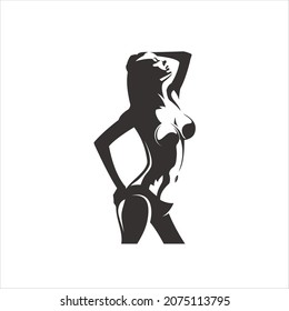 WOMAN LOGO VECTOR TEMPLATE SILHOUETTE