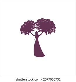 woman logo vector template tree