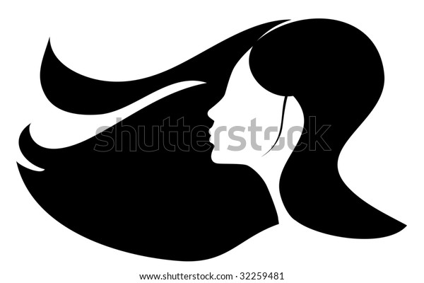Woman Long Black Hair Stock Vector (Royalty Free) 32259481