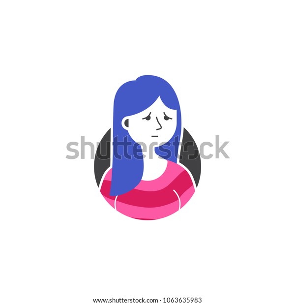Woman Long Blue Hair Sad Expression Royalty Free Stock Image