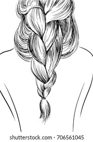 woman with long braid