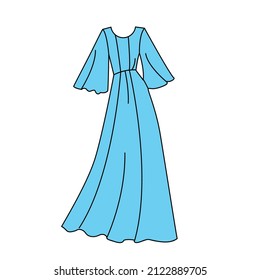 woman long dress fashion vector design