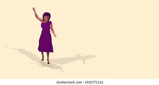 woman in long dress and high heels. vector illustration.