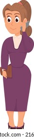 Woman in long formal dress. Corporate female worker