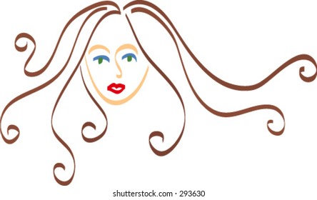 Woman with long hair.