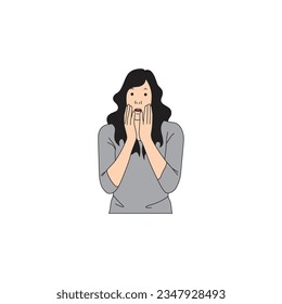a woman with long hair was astonished and amazed