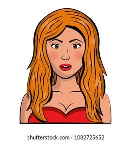 woman with long hair character pop art style