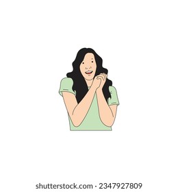 a woman with long hair is happy missing someone