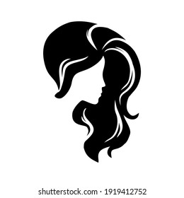 Woman long hair icon for beauty salon