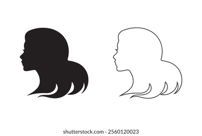 Woman long hair icon, for beauty salon, hair icon, hair symbol, silhouette vector design