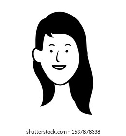 woman with long hair icon over white background, vector illustration